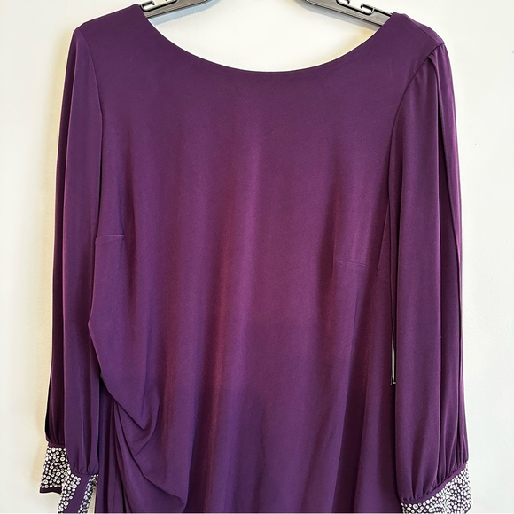 Jessica Howard Deep Purple Dress with Embellished Cuffs - Picture 2 of 9